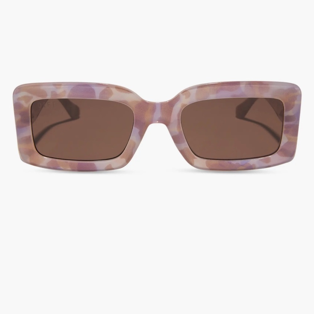 DIFF 53mm Rectangle Sunglasses – Pink Tortoise w/… - image 2